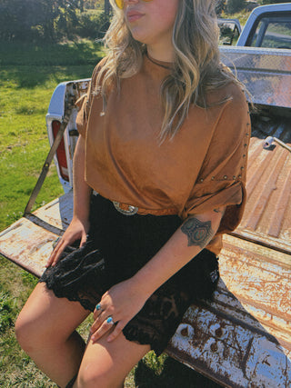 Jess Suede Studded Top