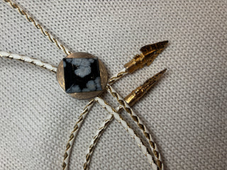 Snowflake Black Obsidian Bolo Tie