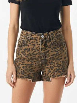 So Fine Leopard Denim Shorts