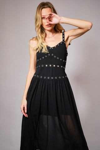 Joan Grommet Eyelet Midi Dress