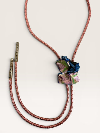 Pink and Blue Abstract Bolo Tie
