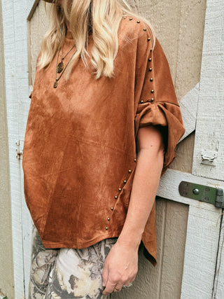 Jess Suede Studded Top