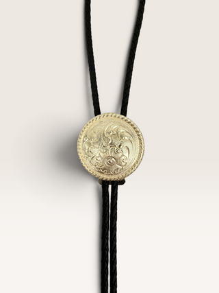 Silver Engraved Floral Scrolling Bolo Tie