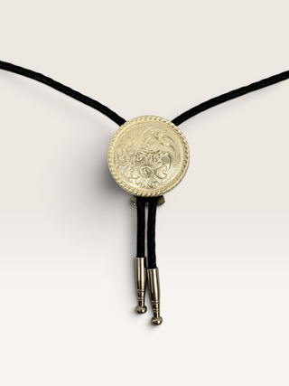 Silver Engraved Floral Scrolling Bolo Tie