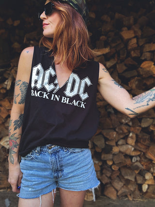 Chop Shop ACDC Back In Black V-neck Tank