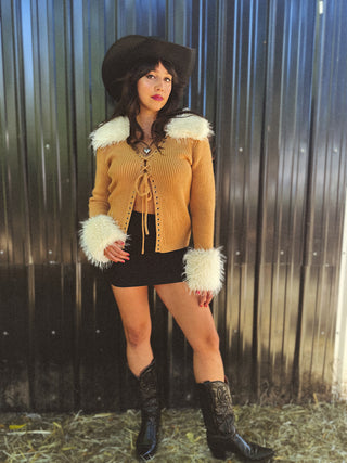 Penny Faux Fur Trim Sweater