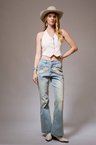 Miley Washed Western Accent Jeans