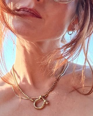 18K Gold Plated Shackle Charm Necklace