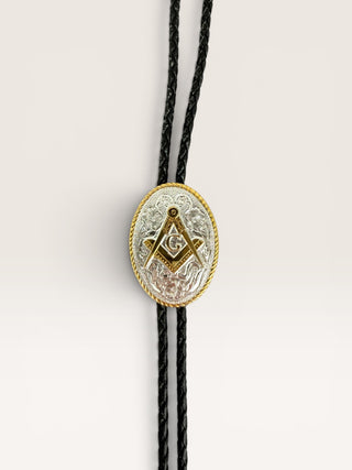 Silver and Gold Free Mason Vintage Bolo Tie