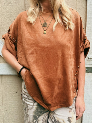 Jess Suede Studded Top