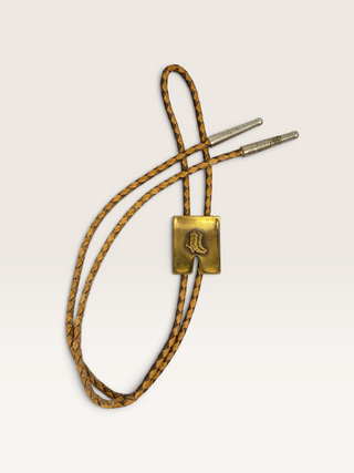 Vintage Brass Cowboy Boots Bolo Tie