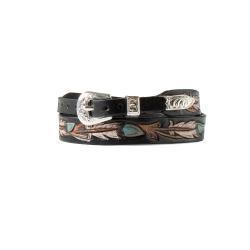 Twister Hand Tooled Painted Feathers Hat Band