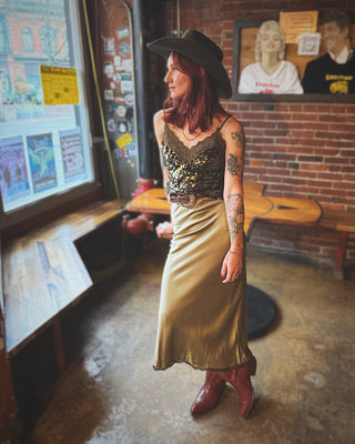 Dream On Satin Midi Skirt