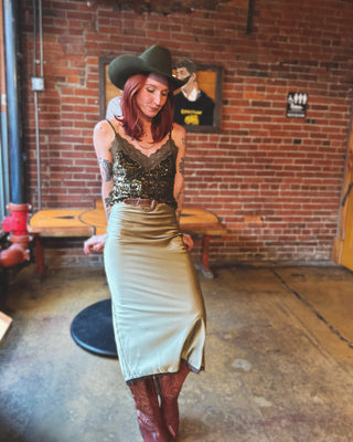 Dream On Satin Midi Skirt