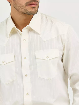 Wrangler Western Long Sleeve Western Snap Dobby Stripe Shirt