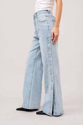 Stevie Wide Leg Mid Rise Denim