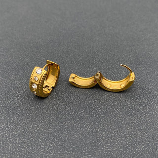 18k Gold Cruiser Stone Inlaid Earrings