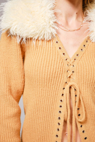 Penny Faux Fur Trim Sweater
